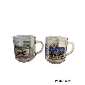 Great Moments at Santa Anita Race Coffee Cups set of 2 Clear with Decal